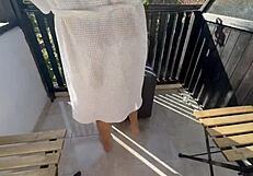 huge creampie for wife on public balcony, so risky!