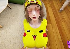 i caught pikachu with soft elastic tits