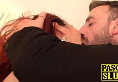 Hot redhead Monica Bollocksy takes drilling and spanking