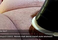 amateur guy shows off in live webcam with toy