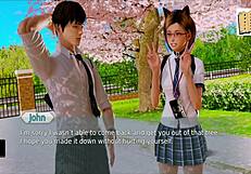 Exploring the academy in this anime game adventure.