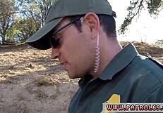 Hey, that tattooed redhead in police uniform loves facials and cock