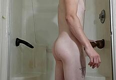 Intense pleasure taking two black dildos in my holes