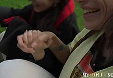 tanned milf and her bf say, 'come join us for kinky anal in this ffm threesome' to the teen 18+