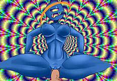 Psychedelic slut rides in anime style