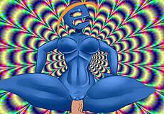 Psychedelic slut rides in anime style