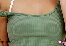 super cute teen reveals an amazing body on the sofa