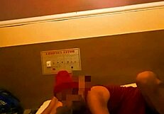 Gay amateur's anal scene in a restaurant setting