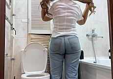 A mature lady enjoys homemade anal sex in her home.