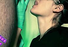 Slutty Russian girl gets a facial with cum in her mouth