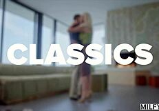 Milfy curvy blonde housewife bridgette licks and rides big cock in doggystyle