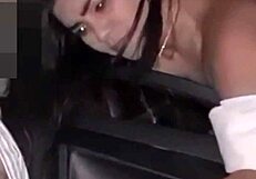 Masturbating for stranger through car window, quick fingering pussy and ass