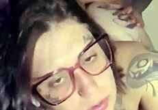 Amateur college girl with glasses gets it hard in doggy style