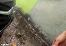 Latina babe with big tits and ass gets doggystyle fucked by big black cock in abandoned site