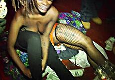 Petite Ebony Strips Panties In Public Outdoor Hideout!