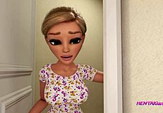 shemale mom handles stepsisters in wild 3d cartoon family jerk session