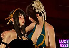 3D animated MILF cosplayers in street fight for sex