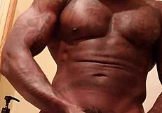 muscular tall slut worships big black hairy cock