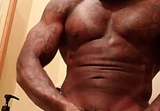 muscular tall slut worships big black hairy cock
