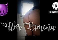Peruvian beauty enjoys solo play at the office