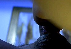 A hot Latina gives a deepthroat blowjob to a big cock