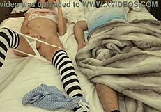 Took my stepdad's phone to touch myself beside him in bed!