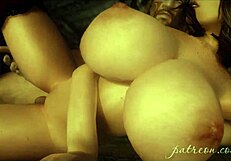 3D анимированная красотка с огромными сиськами сосет и скачет на монстр-члене