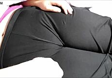 Damn! Cum Explodes On Camel Toe In Tight Yoga Pants Leggings
