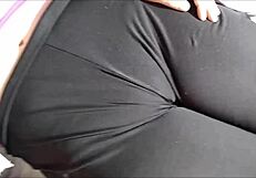 Damn! Cum Explodes On Camel Toe In Tight Yoga Pants Leggings