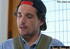 Teenage stunner rides cock in heels