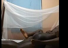 ebony amateur's pussy and ass get drilled with creampie