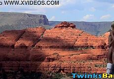 outdoorsy gay benjamin riley rides raw cock to hard cum