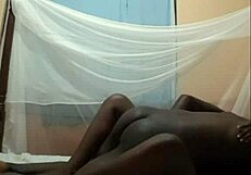 ebony amateur's pussy and ass get drilled with creampie