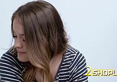 Cute Skinny Shoplifter Brunette Loves Rough Foreplay