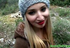 the euro girl next door is sucking cock outdoors