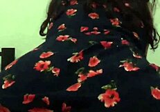 Intense massage with the mature neighbor in her floral dress, focusing on her big ass.