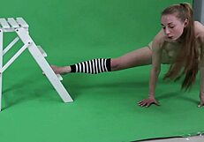 Anna the gymnast strips and shows her slim body