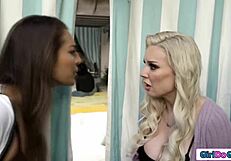 Cute Babe's First Pussy Licking with Lesbian Milf Couple