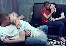 Four Twinks Engage In Wild Gay Orgy