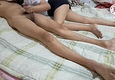 Thai student gives expert massage with big cock handjob