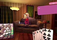 2 Chicks Playing Poker Furry Strip Poker