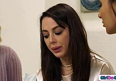 Cute Babe's First Pussy Licking with Lesbian Milf Couple