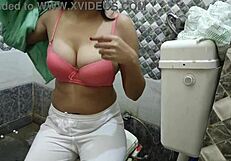 Squirting housewife gets cum in mouth in hidden camera video