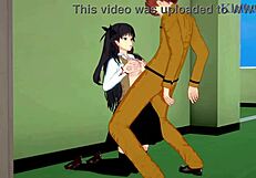 Saber, Rin Tohsaka, and Shirou Emiya in intense sex emotions from Fate Stay Night.