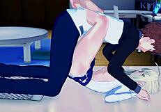 Saber, Rin Tohsaka, and Shirou Emiya in intense sex emotions from Fate Stay Night.