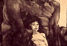 vintage anime hentai cartoon depicts erotic antique illustration