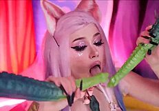Beautiful anime girl with great big ass and long tentacles, getting anal sex