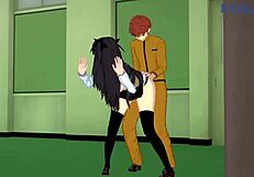 Saber, Rin Tohsaka, and Shirou Emiya in intense sex emotions from Fate Stay Night.