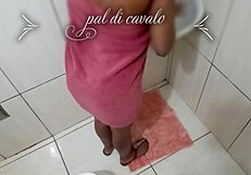 I Found My Cute Prostitute In The Bathroom, And The Naughty One Asked To See My Dick.