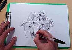 two beautiful girls sketched quickly